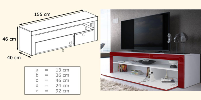 qualité et détail du meuble de télévision